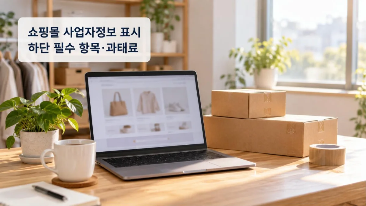 쇼핑몰 사업자정보 표시 — 하단 필수 항목과 과태료 대표 이미지