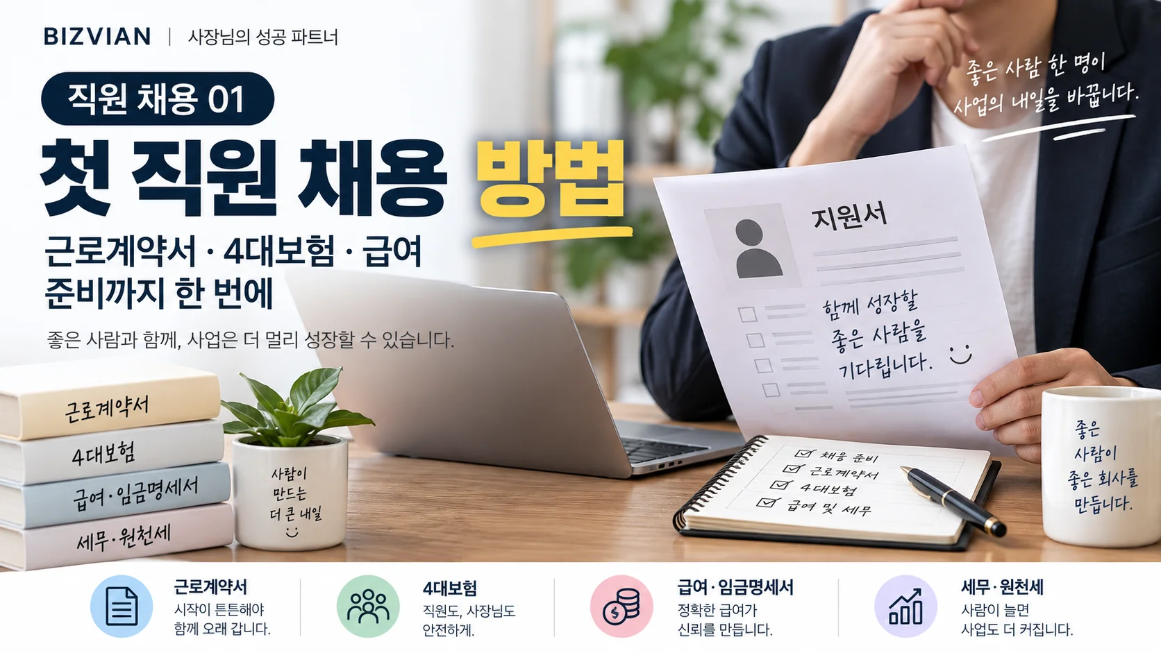 [직원 채용 01] 첫 직원 채용 방법｜근로계약서·4대보험·급여 준비까지