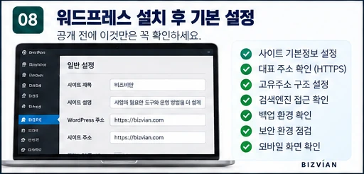 워드프레스 설치 후 확인해야 할 기본 설정 항목
