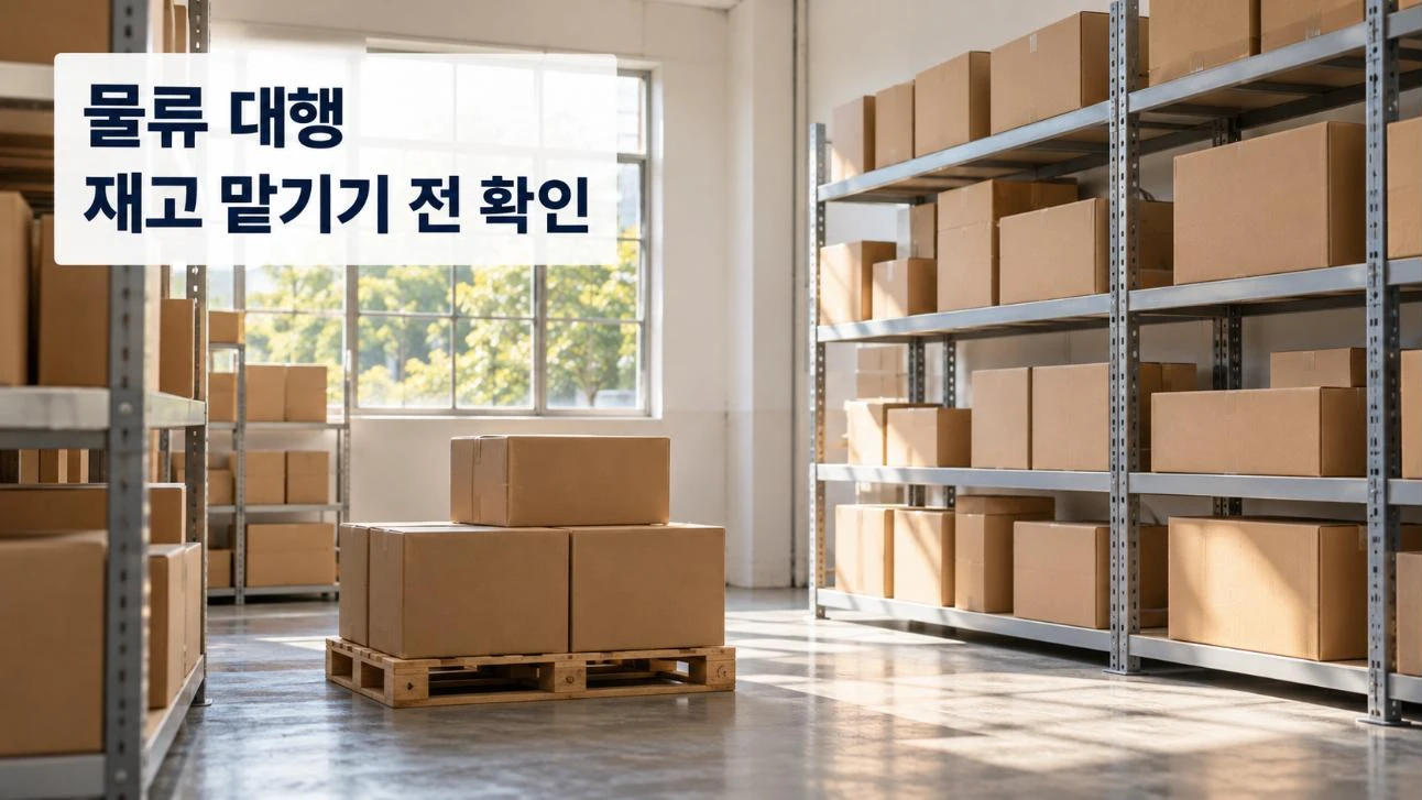 물류 대행 재고 맡기기 전 확인 — 선반에 상자가 놓인 창고 내부